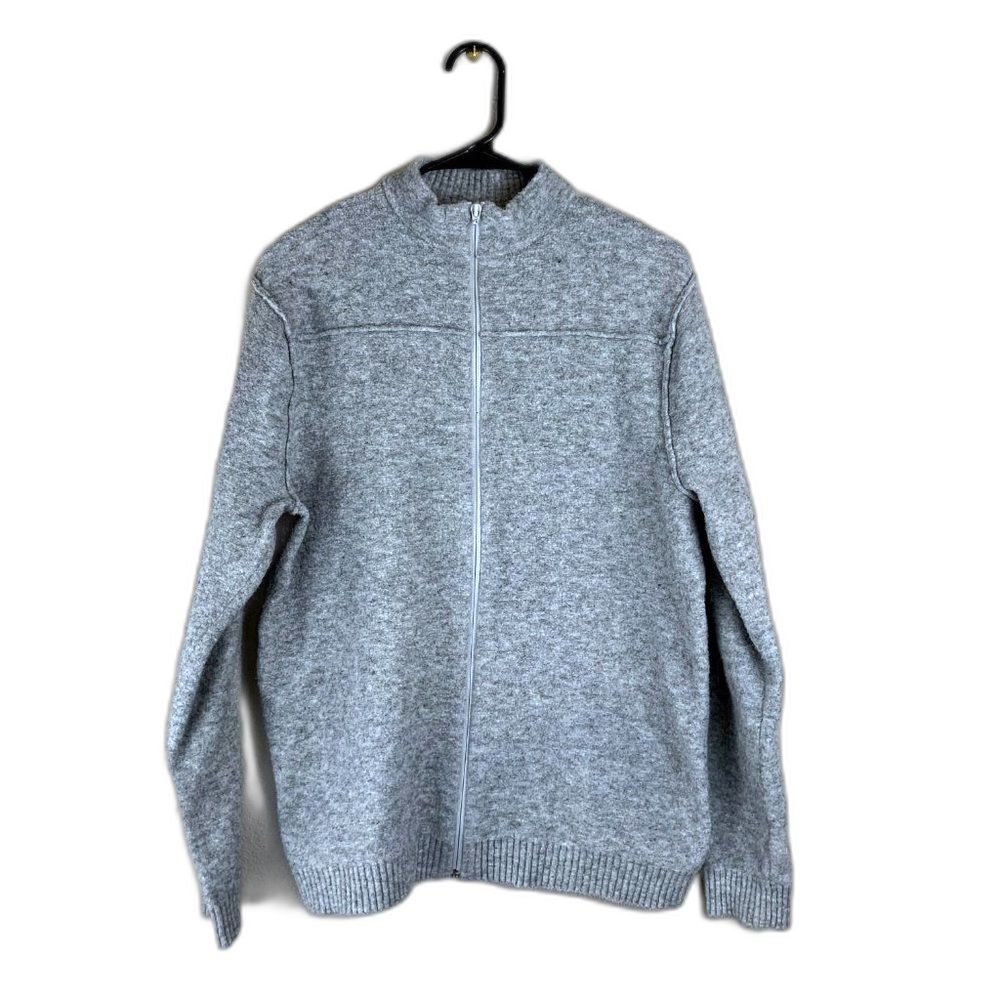 ASOS Mockneck Zip-Up Cozy Sweater Mens M Long Sleeve Grey